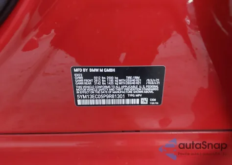 2023 BMW X3 M z USA, uszkodzony, nr VIN 5YM13EC05P9R81301